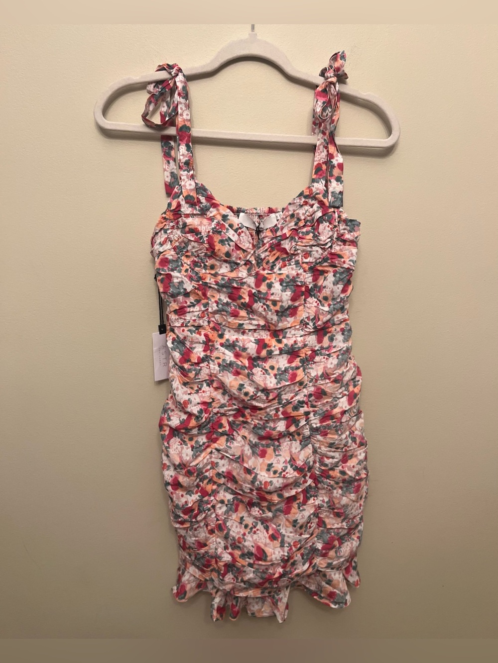 NWT ASTR the Label Floral Ruched Mini Dress Women's Size Medium Cottagecore